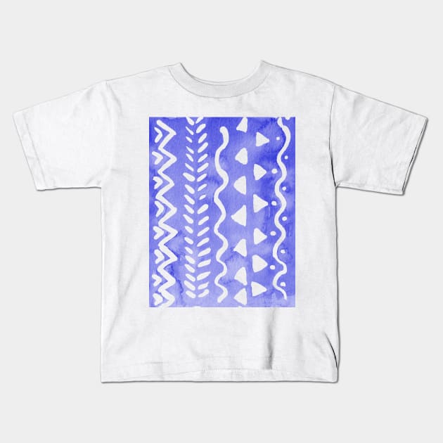 Loose boho chic pattern - ultramarine blue Kids T-Shirt by wackapacka